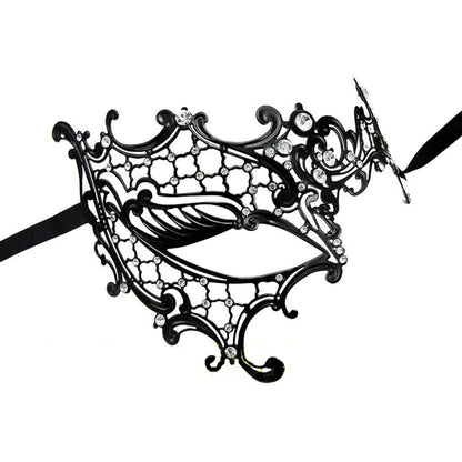027B Black Right Eye Metal Mask with Rhinestones