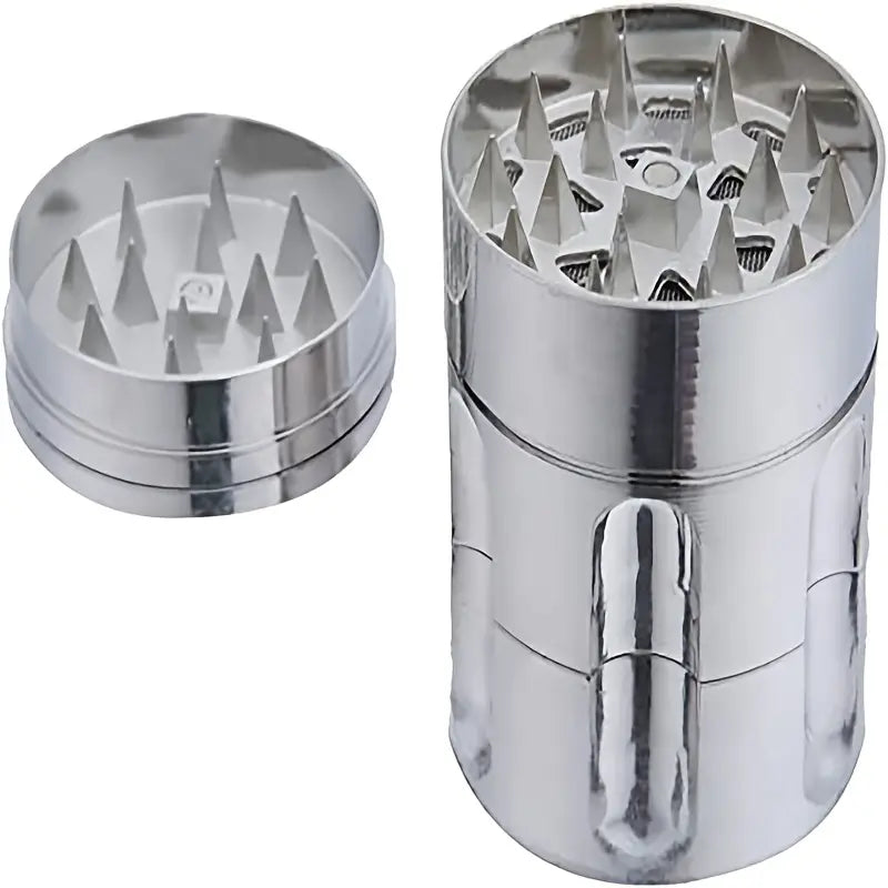 3-Layer Silver Hand Herb Grinder with Pollen Collector