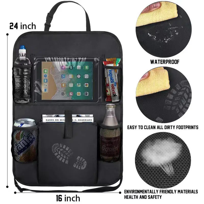 Car Seatback Organizer with Cup Holder - Travel Accessory