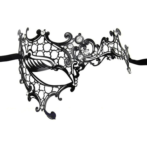 027B Black Right Eye Metal Mask with Rhinestones