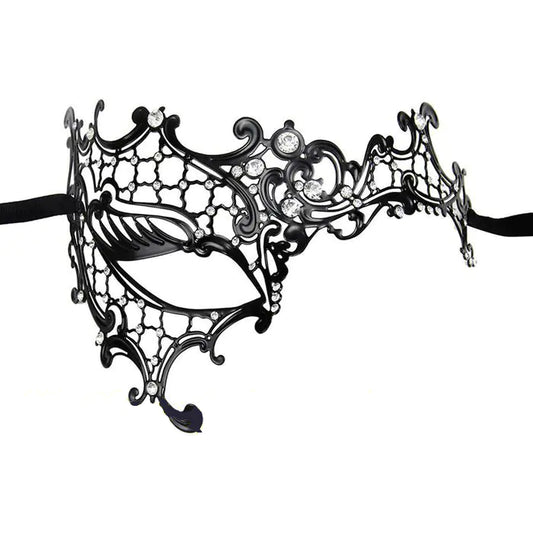 027B Black Right Eye Metal Mask with Rhinestones