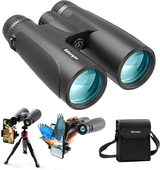18x56 HD Binoculars for Adults High Powered with Phone Adapter and Tripod Super Powerful BAK4 Prism FMC Waterproof Binoculars with Clear Low Light Vision Binoculars for Hunting Bird Watching Travel