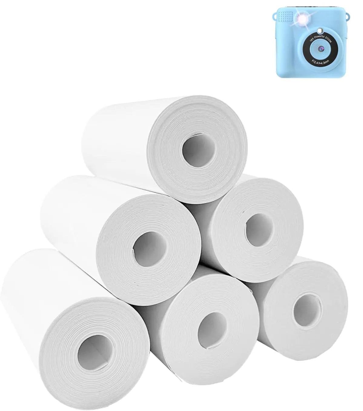 6 Roll Printer Paper for Kids Instant Print Camera HD Printing Thermal Print Paper Set Refill Replace Camera Printer Paper-White